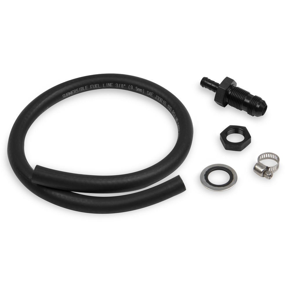 DUAL INLET 4150 FUEL LINE KIT ANODIZED BLACK FITTINGS (HOLLEY